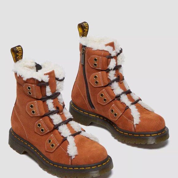 Dr. Martens 1460 Lace to Toe Fur Lined Buttersoft Nubuck Boots Brown Women's 9 - Picture 11 of 13